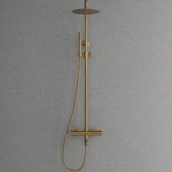 Sadesuihkusetti Scandtap Steel Pleasure 3, termostaattihanalla, suihkupää ⌀250mm, juoksuputkella, kiiltävä messinki