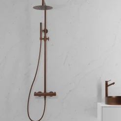 Sadesuihkusetti Scandtap Steel Pleasure 2, termostaattihanalla, suihkupää ⌀250mm, kiiltävä kupari