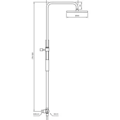 Sadesuihkusetti Tapwell TVM7200 Honey Gold, termostaattihanalla, suihkupää ⌀250mm, kiiltävä kulta