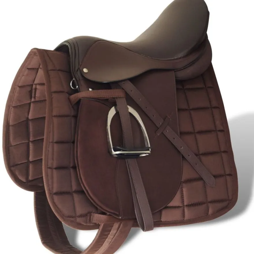 Satulasarja 17.5", 12 cm 5-in-1, aitoa nahkaa, ruskea