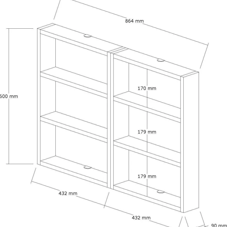 Seinähylly Linento Furniture Hexa 85x60cm