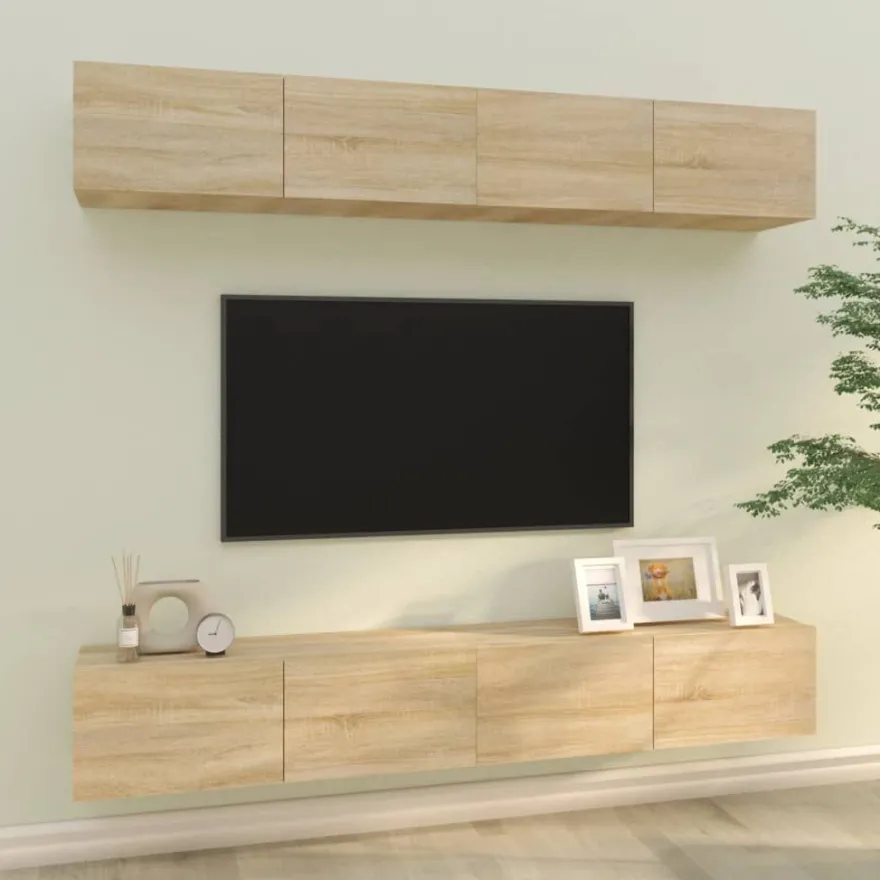 Seinä- ja TV-kaappisarjat, 4 kpl, eri värejä ja kokoja (18048)
