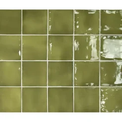 Seinälaatta Pukkila Manacor Basil Green, kiiltävä, strukturoitu, 10x10cm