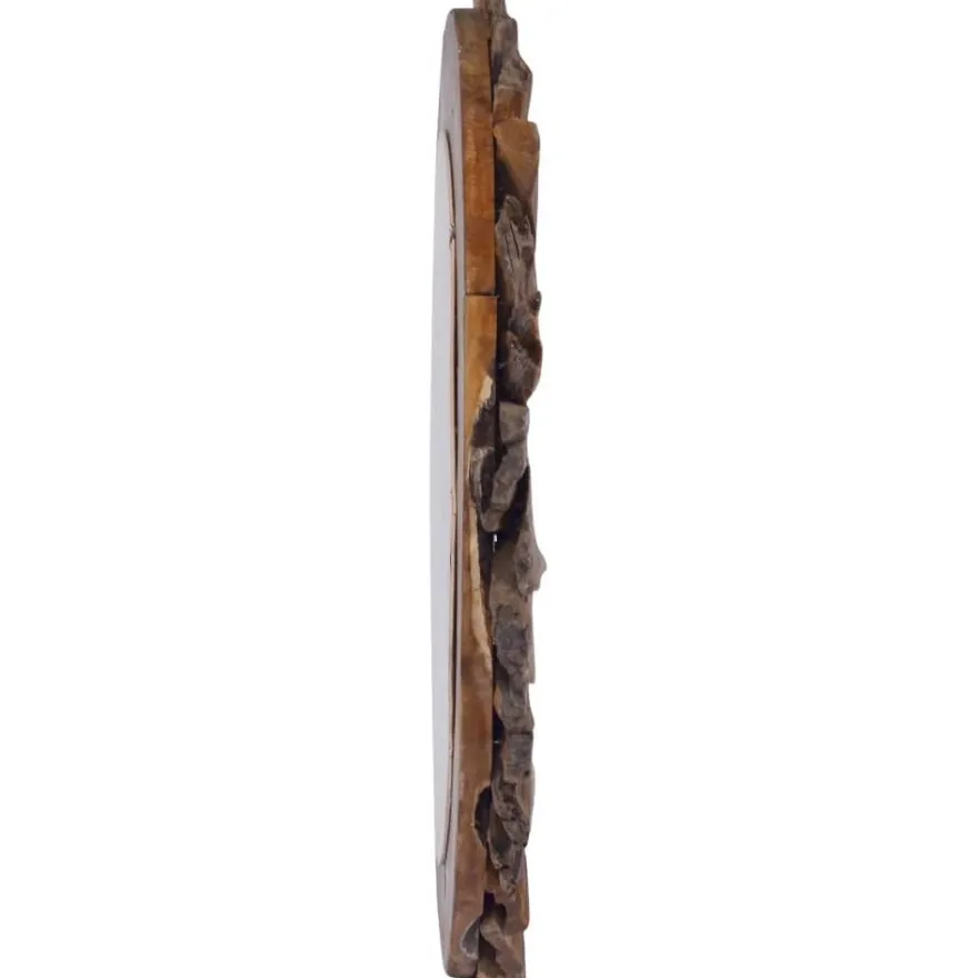 Seinäpeili 60 cm tiikki pyöreä