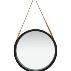 Seinäpeili hihnalla, 50cm, musta