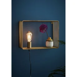 Seinävalaisin ja hylly Markslöjd Shelf, 38x28cm, kulta