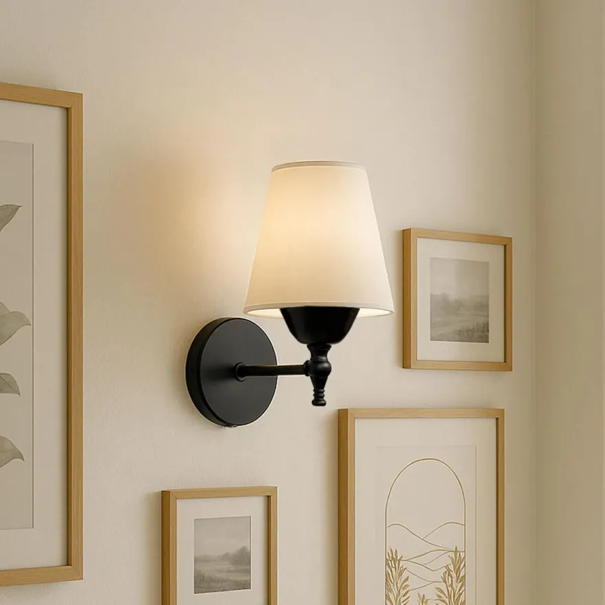 Seinävalaisin Linento Lighting 242014, ø13cm, E27, max. 40W, IP20, kerma/musta