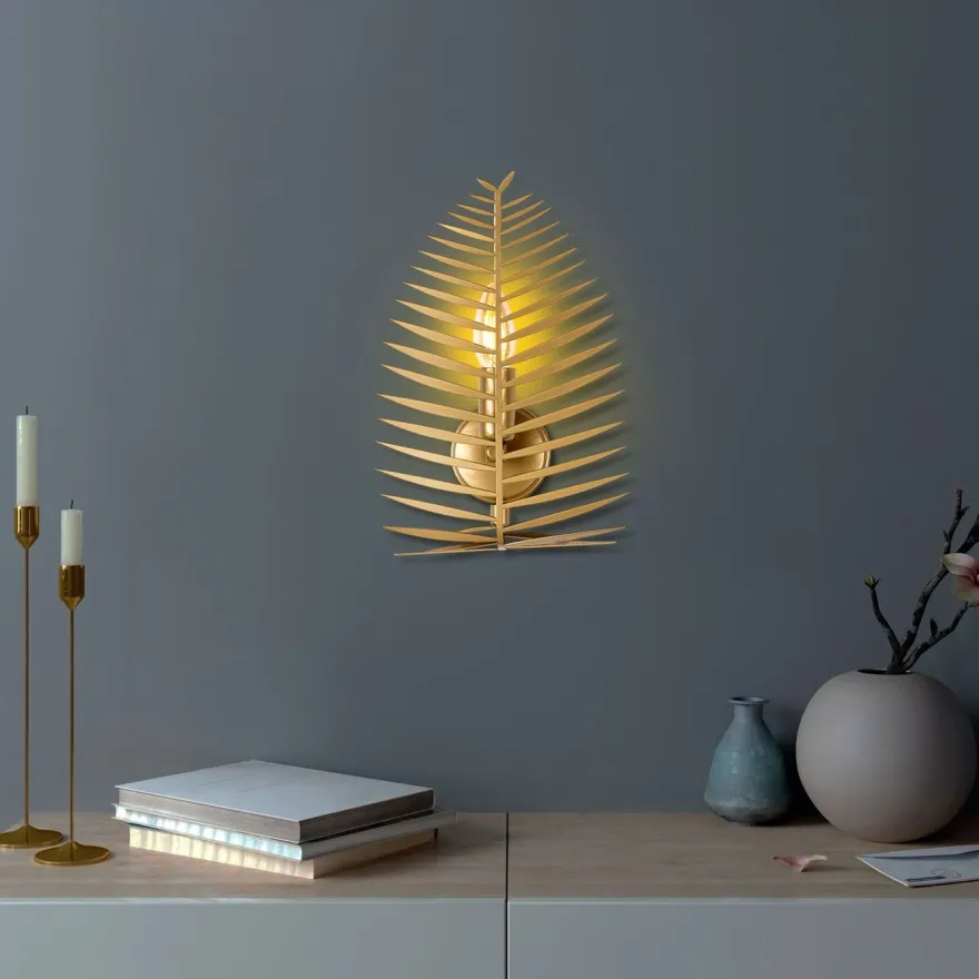 Seinävalaisin Linento Lighting Leaf, 20x30cm, kulta