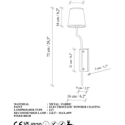 Seinävalaisin Linento Lighting Lumora, Ø12-16cm