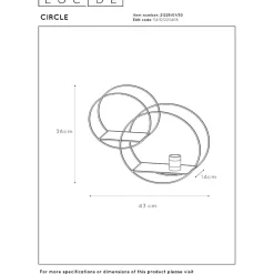 Seinävalaisin Lucide Circle, 14x43cm, IP20, musta