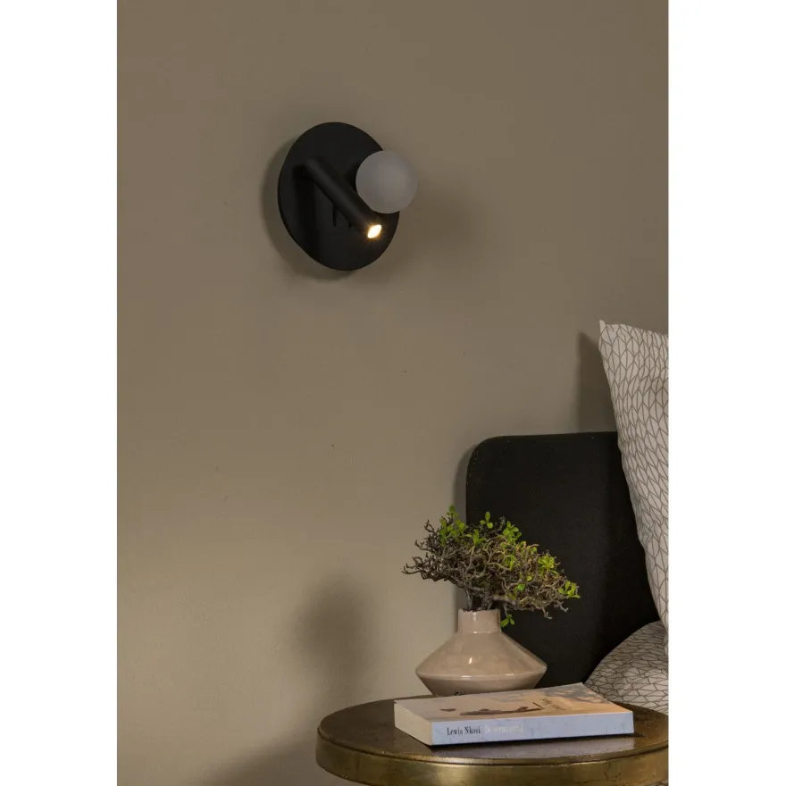 Seinävalaisin Lucide Matiz, Ø16.5cm, IP20, 3.5W, musta
