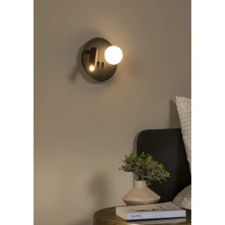 Seinävalaisin Lucide Matiz, Ø16.5cm, IP20, 3.5W, musta