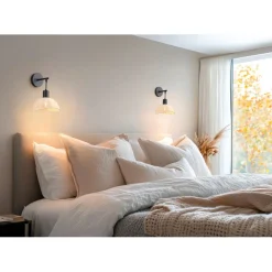 Seinävalaisin Trio Calvi E14 mattamusta/luonnollinen väri