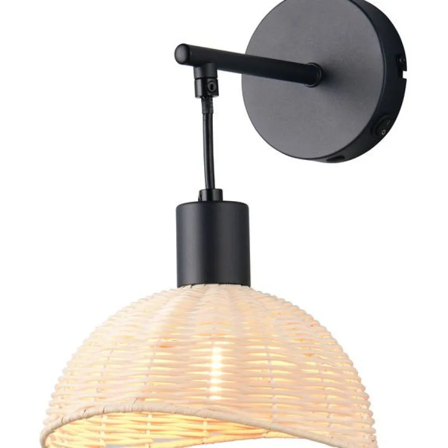 Seinävalaisin Trio Calvi E14 mattamusta/luonnollinen väri