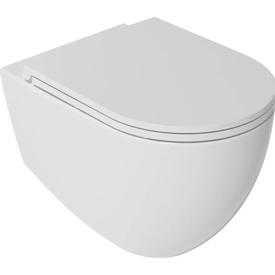 Seinä-WC-istuin Interia Infinity Rimless, huuhtelukaulukseton, valkoinen
