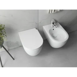 Seinä-WC-istuin Interia Infinity Rimless, huuhtelukaulukseton, valkoinen