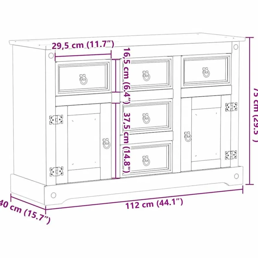 Senkki Corona 112x40x75 cm täysi mänty (05680)