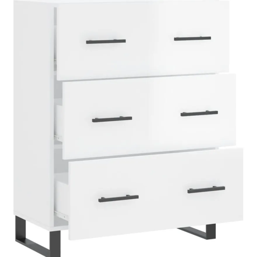 Senkki korkeakiilto valkoinen 69,5x34x90 cm tekninen puu (27878)