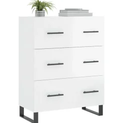 Senkki korkeakiilto valkoinen 69,5x34x90 cm tekninen puu (27878)