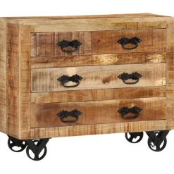Senkki 3 laatikkoa 80x30x65 cm täysi karkea mangopuu (51690)