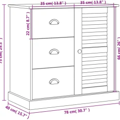 Senkki laatikoilla VIGO 78x40x75 cm valkoinen täysi mänty (53200)