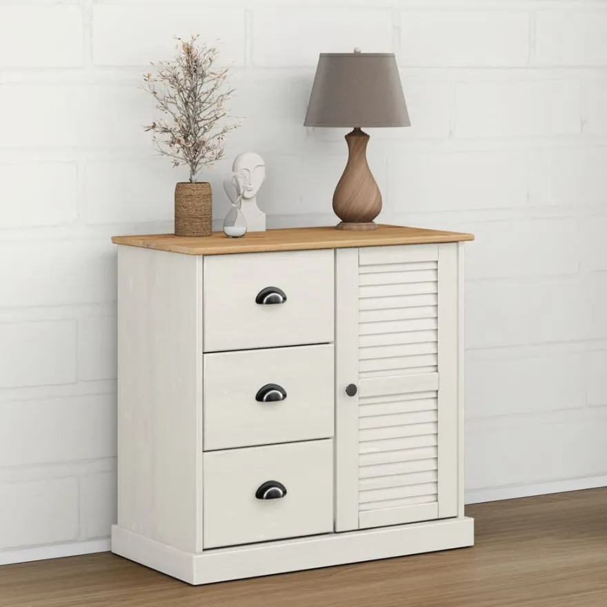 Senkki laatikoilla VIGO 78x40x75 cm valkoinen täysi mänty (53200)