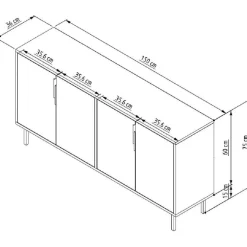 Senkki Linento Furniture Bertilda, 150x75cm, valkoinen