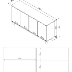 Senkki Linento Furniture Fayron, leveys 150cm, valkoinen/ruskea
