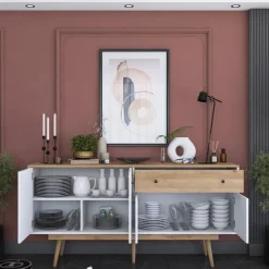 Senkki Linento Furniture GD110 - 3327 saksanpähkinä/valkoinen