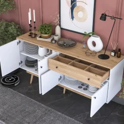 Senkki Linento Furniture GD110 - 3327 saksanpähkinä/valkoinen