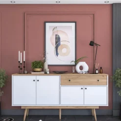 Senkki Linento Furniture GD110 - 3327 saksanpähkinä/valkoinen