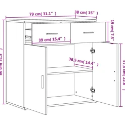 Senkki valkoinen 79x38x80 cm tekninen puu (40520)