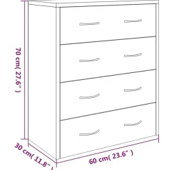 Senkki 4 vetolaatikolla, 60x30,5x71 cm, eri värejä (92033)