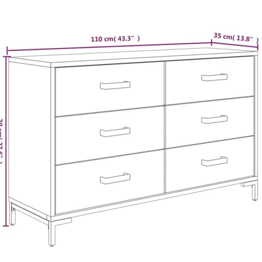 Senkki 110x35x70 cm mänty musta