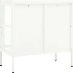 Senkki 70x35x70 cm teräs ja lasi valkoinen