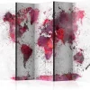 Sermi Artgeist World Map: Red Watercolors II, 225x172cm