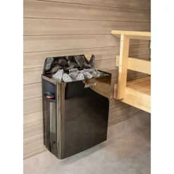 Sähkökiuas Harvia The Wall SW45 Black Steel, 4.5kW, 3-6m³, kiinteä ohjaus