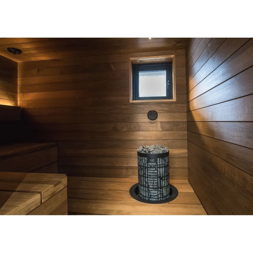 Sähkökiuas Mondex Tahko M, 6.6kW, 6-9m³, kiinteä ohjaus, musta