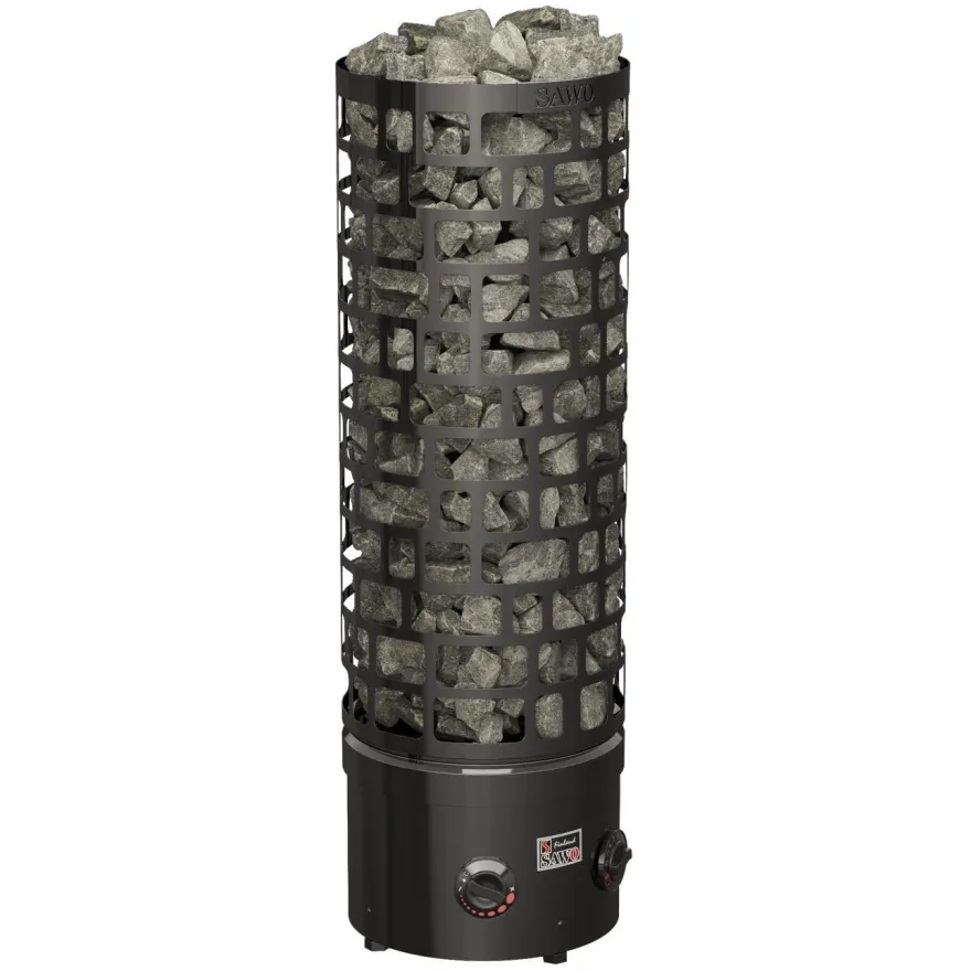 Sähkökiuas SAWO Aries Round Black NB, 9kW, 8-14m³, kiinteä ohjaus