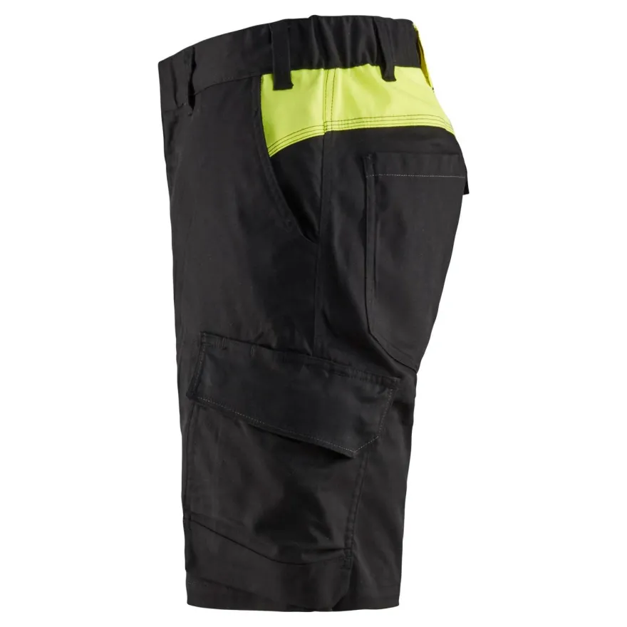 Shortsit Blåkläder 1446 Stretch, musta/keltainen