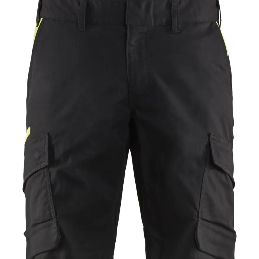 Shortsit Blåkläder 1446 Stretch, musta/keltainen