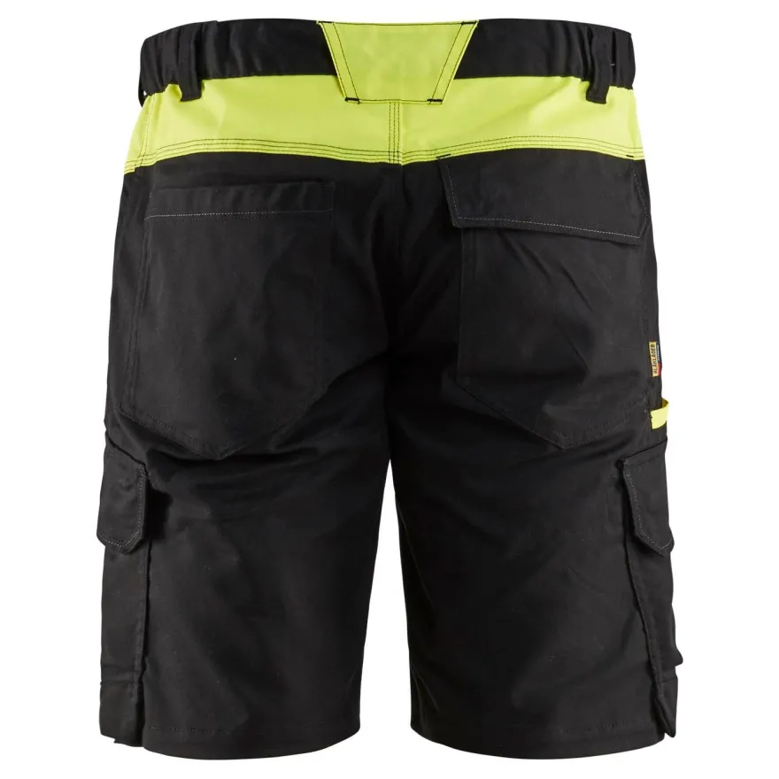 Shortsit Blåkläder 1446 Stretch, musta/keltainen