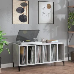 Säilytyskaappi LP-levyille betoninharmaa 100x38x48 cm puu (31985)