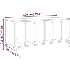 Säilytyskaappi LP-levyille betoninharmaa 100x38x48 cm puu (31985)