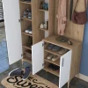 Säilytyskokonaisuus eteiseen Linento Furniture EA109-2695, leveys 120cm, valkoinen/ruskea