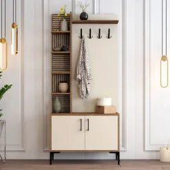 Säilytyskokonaisuus Linento Furniture Viyana 90cm, ruskea/valkoinen