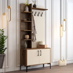 Säilytyskokonaisuus Linento Furniture Viyana 90cm, ruskea/valkoinen