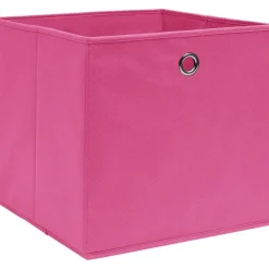 Säilytyslaatikot 4 kpl kuitukangas 28x28x28 cm pinkki