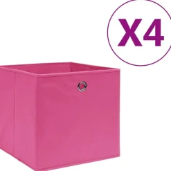Säilytyslaatikot 4 kpl kuitukangas 28x28x28 cm pinkki