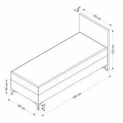 Säilytyssänky + sängynpääty Linento Furniture Bade, ilman patjaa, beige